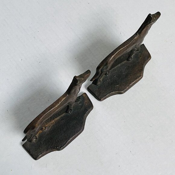 Vintage Cast Iron Bronze Copper Patina German Shepherd Dog Bookend Set Decor - Picture 4 of 8